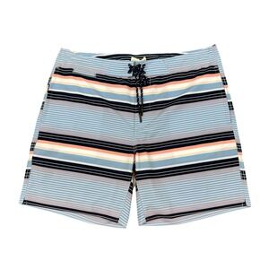 NWT Surfside Supply Mens XL Striped Board Shorts Blue Coral